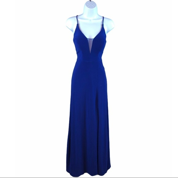 satin halter maxi dress in blue Midnight Sapphire Satin Halter Maxi Dress main image 0